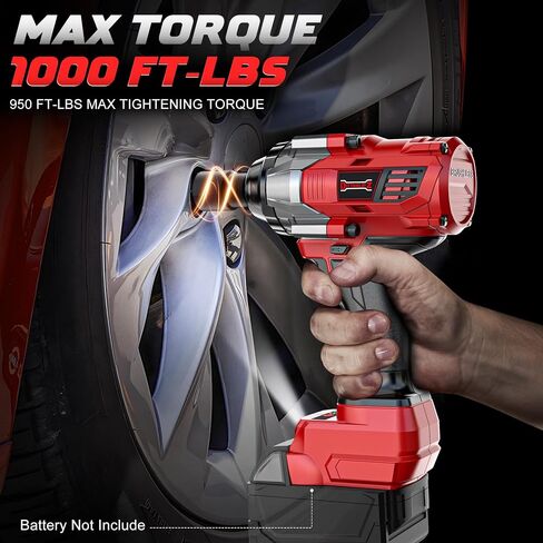 Cordless Impact Wrench 1/2 inch for Dewalt 20v Battery, 900FT-LBS(1200N.m) Brushless Electric Impact Gun for Car Home, High Torque Power Impact Driver with 6Pcs Sockets & Storage Case (No Battery) in Saudi Arabia