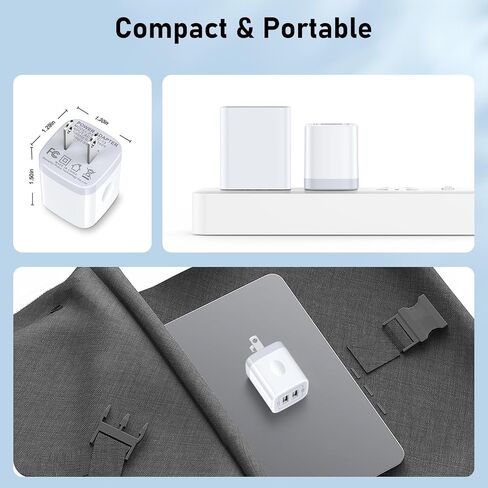 Double USB Charger Block,[5V 2.1A] Dual Port Wall Charger Power Adapter,USB-A Charging Plug 2-Pack Charging Box Brick,Cube for iPhone 16/15/14/13/12/11/SE/XS/X/8,Samsung,Pixel,Android - Black in Kuwait
