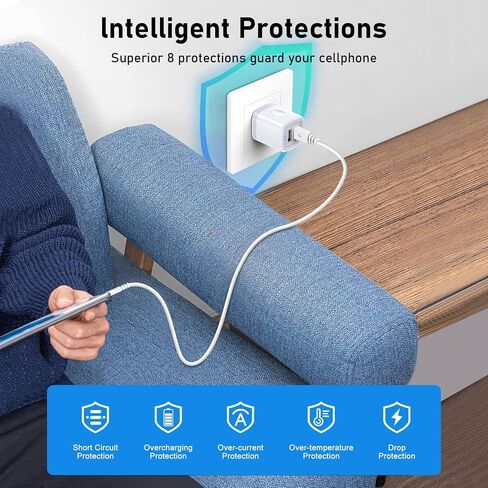 Double USB Charger Block,[5V 2.1A] Dual Port Wall Charger Power Adapter,USB-A Charging Plug 2-Pack Charging Box Brick,Cube for iPhone 16/15/14/13/12/11/SE/XS/X/8,Samsung,Pixel,Android - Black in Kuwait