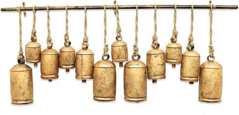 Set of 3 Giant Harmony Chic Cow Bells Huge Rustic Christmas Vintage Handmade Hanging Lucky Bells On Rope (Country Rustic, Large) in Kuwait