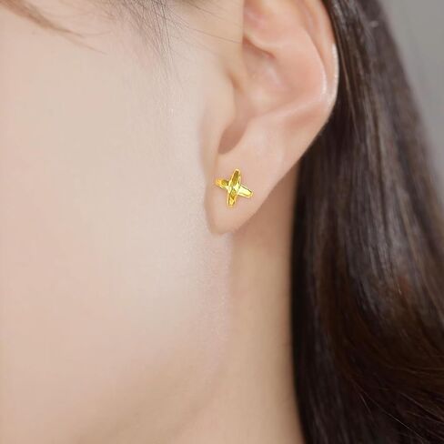 18K Gold Earrings X Stud Earring Small Letter Studs for Men Women Simple Minimalist Jewelry Gifts in Saudi Arabia