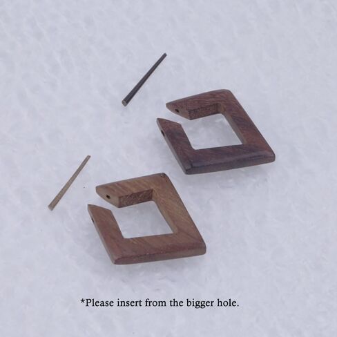 Wooden Hoop Earrings with Stick Posts, Geometic Rosewood Bohemian Wood Earrings, Lightweight Tribal Jewelry in Kuwait