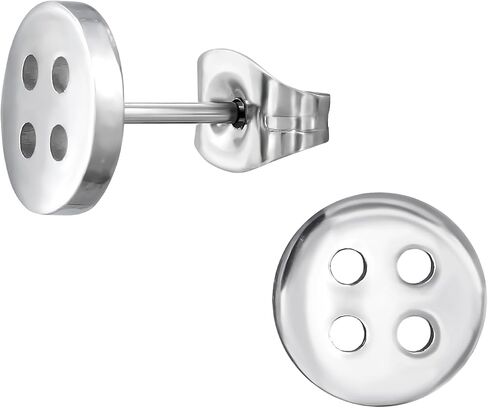 Stainless Steel Button Stud Earrings, Sold as a Pair in Saudi Arabia