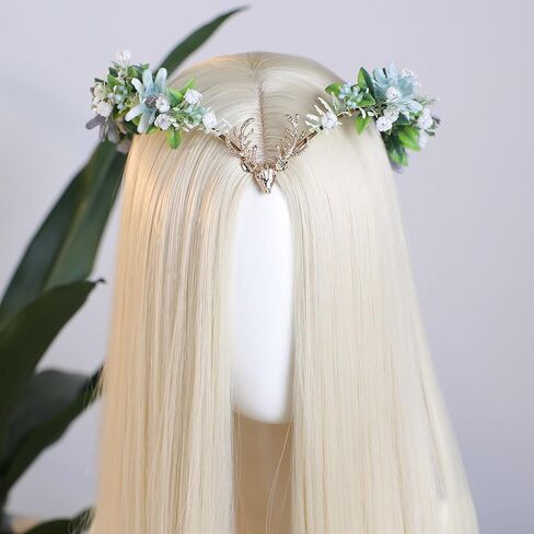 MOSTORY Woodland Daisy Fairy Crown - Flower Elf Crown for Fairy Accessories Women Renaissance Renfaire Cosplay Fantasy Outfit in Saudi Arabia