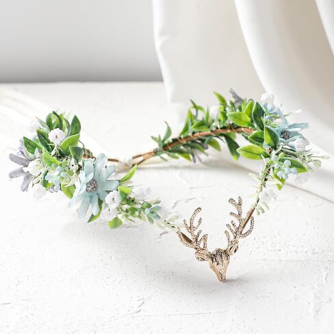 MOSTORY Woodland Daisy Fairy Crown - Flower Elf Crown for Fairy Accessories Women Renaissance Renfaire Cosplay Fantasy Outfit in Saudi Arabia