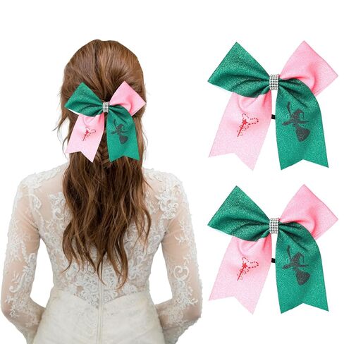 2Pcs Witch Hair Accessories for Women, Pink & Green Witch Merch for Movie Fans, Pink Green Cute Hair Bow Gifts for Musical Theater Fan/Costume Parties(Light Pink) in Kuwait