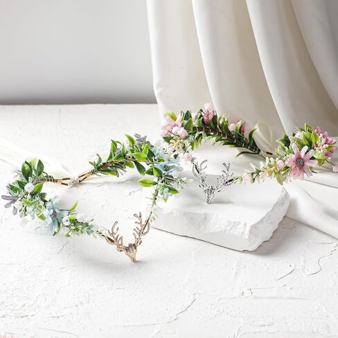 MOSTORY Woodland Daisy Fairy Crown - Flower Elf Crown for Fairy Accessories Women Renaissance Renfaire Cosplay Fantasy Outfit in Saudi Arabia