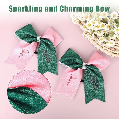 2Pcs Witch Hair Accessories for Women, Pink & Green Witch Merch for Movie Fans, Pink Green Cute Hair Bow Gifts for Musical Theater Fan/Costume Parties(Light Pink) in Kuwait