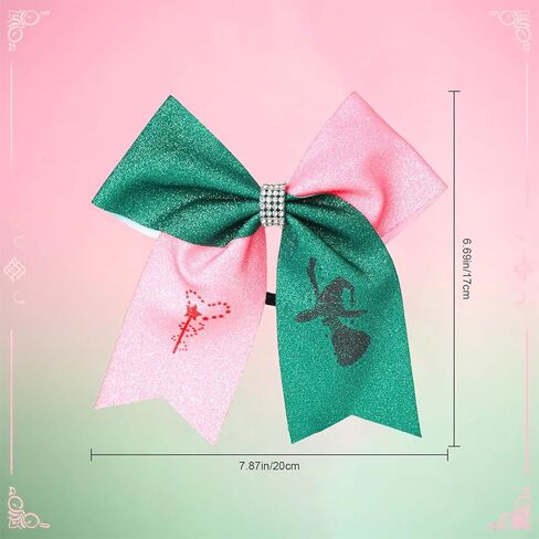 2Pcs Witch Hair Accessories for Women, Pink & Green Witch Merch for Movie Fans, Pink Green Cute Hair Bow Gifts for Musical Theater Fan/Costume Parties(Light Pink) in Kuwait