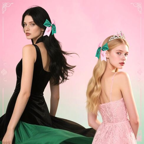 2Pcs Witch Hair Accessories for Women, Pink & Green Witch Merch for Movie Fans, Pink Green Cute Hair Bow Gifts for Musical Theater Fan/Costume Parties(Light Pink) in Kuwait