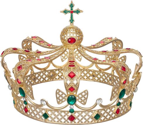 Sweetv Gold Queen Crown for Women ، Crown Vintage Crown مع ديكور الصليب ، تيجان Quinceanera للحفلة الراقصة ، وملحقات عصابة أزياء COS لحفل التتويج Halloween in Saudi Arabia