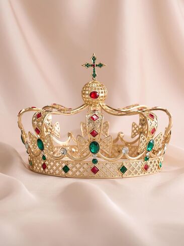 Sweetv Gold Queen Crown for Women ، Crown Vintage Crown مع ديكور الصليب ، تيجان Quinceanera للحفلة الراقصة ، وملحقات عصابة أزياء COS لحفل التتويج Halloween in Saudi Arabia
