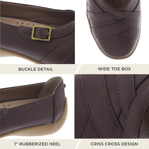 ARRAY Women's Valerie Buckle Detail Comfort Flat with Rubber Sole in Kuwait