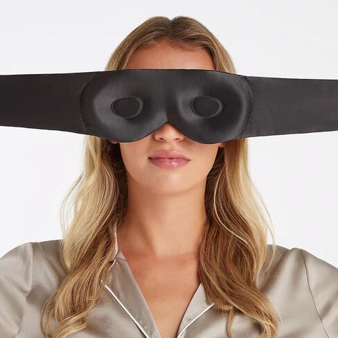 Dore & Rose Deep Sleep Mask, 100% Light Blocking Mulberry Silk Eye Mask (23 Momme) with Extra Room for Lashes, Reduces Eye Bags & Dark Circles, Adjustable Travel Sleep Mask for Men & Women (Black) in Saudi Arabia