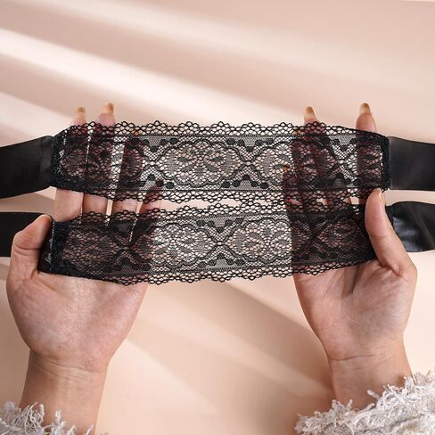 FRESHME Lace Sleeping Mask Blindfolds - 2 Pcs Couples Black and White Comfortable Eye Sleeping Mask Blindfolds for Women Men, Valentines Gift for Her Him Adjustable Blackout Night Eye Cover in Saudi Arabia