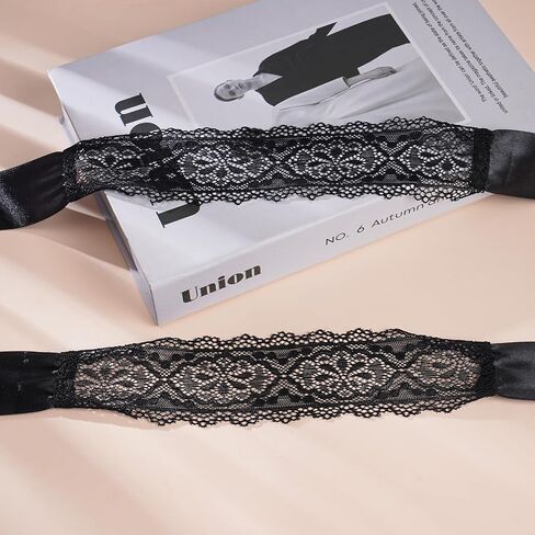 FRESHME Lace Sleeping Mask Blindfolds - 2 Pcs Couples Black and White Comfortable Eye Sleeping Mask Blindfolds for Women Men, Valentines Gift for Her Him Adjustable Blackout Night Eye Cover in Saudi Arabia