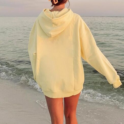 Women Teens Preppy Graphic Hoodies Y2K Long Sleeve Oversized Pullover Hibiscus Sweatshirt Top with Pocket in Kuwait