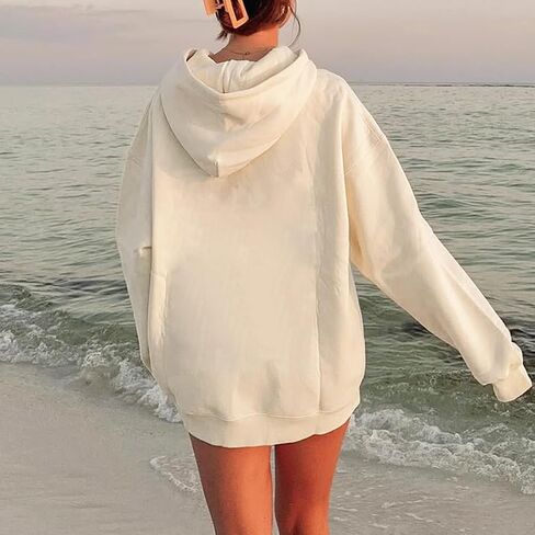 Women Teens Preppy Graphic Hoodies Y2K Long Sleeve Oversized Pullover Hibiscus Sweatshirt Top with Pocket in Kuwait