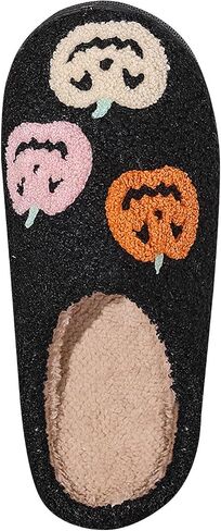 Halloween Pumpkin Slippers for Women Men,Funny Ghost Face Spooky Slides Soft Plush Fuzzy Holiday House Slippers Warm Indoor Outdoor Slip-on Shoes Winter College Dorm Slipper in Saudi Arabia