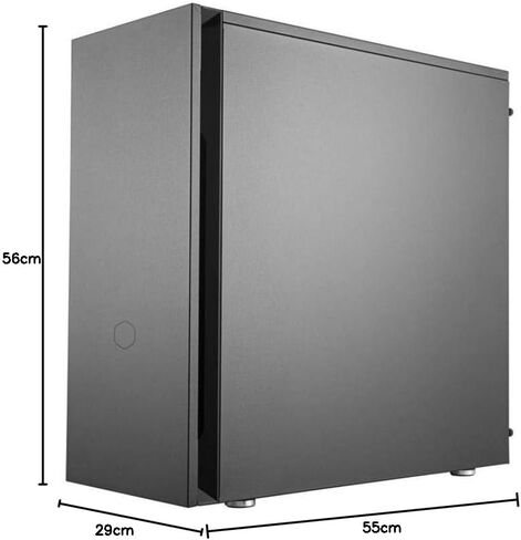 Cooler Master Silencio S600 ATX Mid-Tower، لوحة جانبية فولاذية مبللة بالصوت، لوحة أمامية قابلة للعكس، قارئ بطاقة SD، ومراوح PWM Silencio FP مقاس 120 × 2 in Kuwait