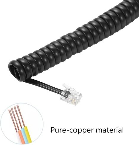10PACK Phone Cord Landline 8Ft Uncoiled/1.4Ft Coiled Landline Telephone Handset Cord Line Cable RJ9 4P4C Telephone Accessory Black （10 PACK） in Saudi Arabia