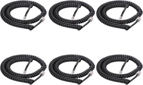 10PACK Phone Cord Landline 8Ft Uncoiled/1.4Ft Coiled Landline Telephone Handset Cord Line Cable RJ9 4P4C Telephone Accessory Black （10 PACK） in Saudi Arabia