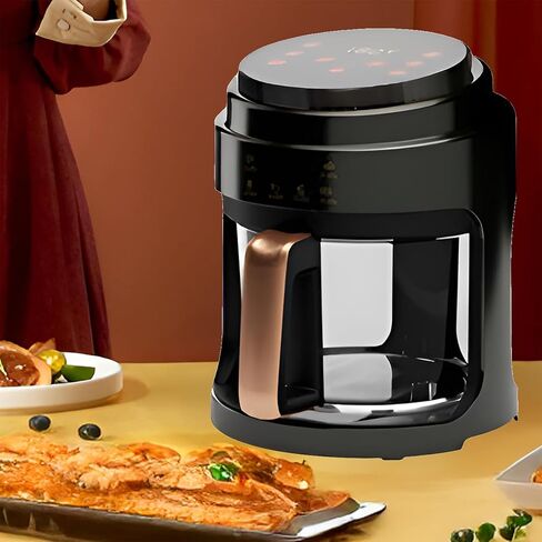 مقلاة الهواء الزجاجي ، 1100W 4.2QT مقاني الهواء المدمجة الذكية ، نافذة عرض 360 درجة ، دورة الهواء الساخن ثلاثية الأبعاد بالتساوي ، يطبخ بسرعة ، بنسبة 95 ٪ من الزيت لوجبات أكثر صحة ، سهلة التنظيف ، أبيض in Kuwait