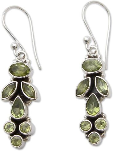 NOVICA Artisan Handmade Peridot Earrings 9 Cts on Sterling Silver Jewelry from India Green Dangle Birthstone [1.6 in L x 0.3 in W x 0.2 in D] ' Summer Allure' in Saudi Arabia