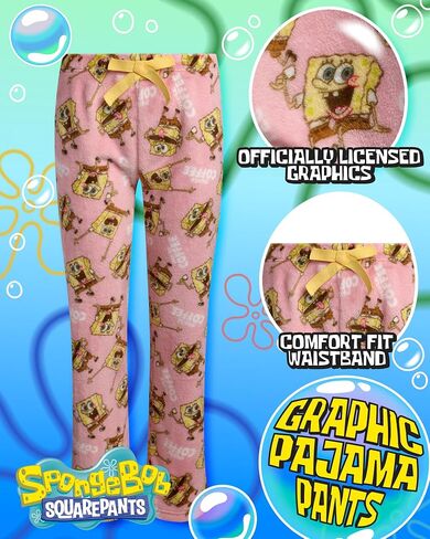 Spongebob Squarepants Womens Pajama Pants - Soft Stretch Pj Pants ملابس للنوم للنساء مع الخصر المرن (S -XL) in Kuwait