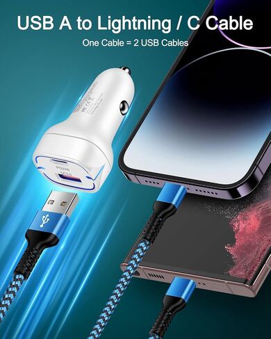 3Pack Lightning Charger Cable for iPhone 14/13 Pro Max/13Pro/13 Mini/12/11/10/X/XR/XS/8 Plus, 6Ft Apple Original Braided Long Charging Cords Fast Charging Lightening Multicolor Powerline Chord Wire in Kuwait