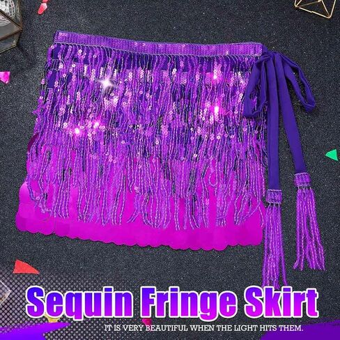 Dresbe Sparkly Sequin Fringe Skirt Mermaid Costume Belly Dance Varts for Women in Saudi Arabia