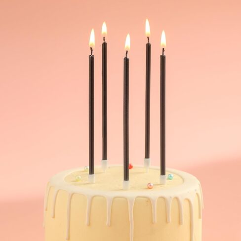 36-Count Black Long Thin Metallic Birthday Candles, Cake Candles, Birthday Parties, Wedding Decorations, Party Candles, Cake Decorations in Kuwait