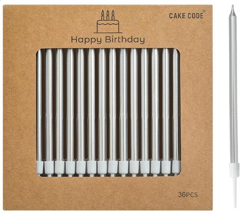 36-Count Black Long Thin Metallic Birthday Candles, Cake Candles, Birthday Parties, Wedding Decorations, Party Candles, Cake Decorations in Kuwait
