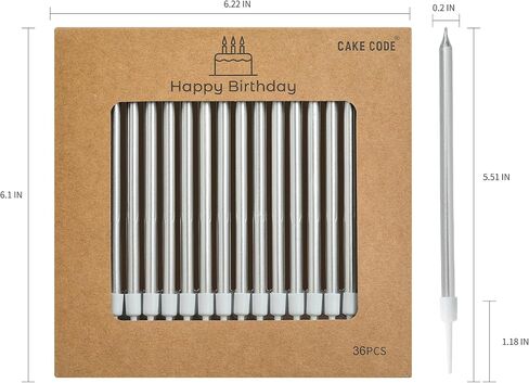 36-Count Black Long Thin Metallic Birthday Candles, Cake Candles, Birthday Parties, Wedding Decorations, Party Candles, Cake Decorations in Kuwait