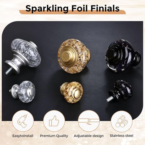 Gold Double Curtain Rods for Windows 72 to 144 Inch, 1 Inch Adjustable Decorative Crystal Long Dual Curtain Rod, Heavy Duty Vintage Double Drapery Pole with Gold Foil Finials for Living Room in Kuwait