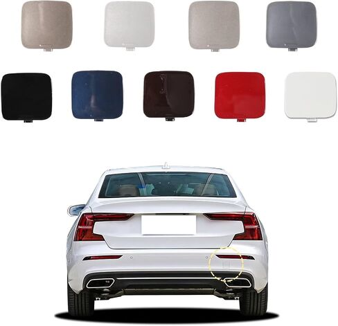 غطاء خطاف القطر الخلفي للسيارة متوافق مع فولفو S60 V60 2020 2021 2022 2023 غطاء غطاء المقطورة 39791650 غطاء صغير القطر غطاء العين الكريستال الأبيض جانب الراكب الأيمن in Kuwait
