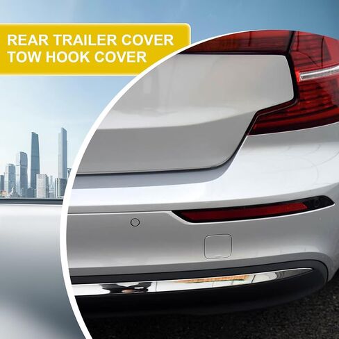 غطاء خطاف القطر الخلفي للسيارة متوافق مع فولفو S60 V60 2020 2021 2022 2023 غطاء غطاء المقطورة 39791650 غطاء صغير القطر غطاء العين الكريستال الأبيض جانب الراكب الأيمن in Kuwait