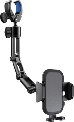 Upgraded Phone Holder for Your Car, Rear View Mirror Phone Holder - Aluminum Alloy Mount Multi-Angle Adjustment Rotatable and Retractable Compatible with 4-7 Inch iPhone and Android Phones (Silver) in Kuwait