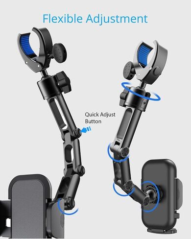 Upgraded Phone Holder for Your Car, Rear View Mirror Phone Holder - Aluminum Alloy Mount Multi-Angle Adjustment Rotatable and Retractable Compatible with 4-7 Inch iPhone and Android Phones (Silver) in Kuwait