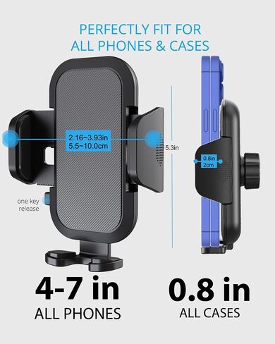 Upgraded Phone Holder for Your Car, Rear View Mirror Phone Holder - Aluminum Alloy Mount Multi-Angle Adjustment Rotatable and Retractable Compatible with 4-7 Inch iPhone and Android Phones (Silver) in Kuwait