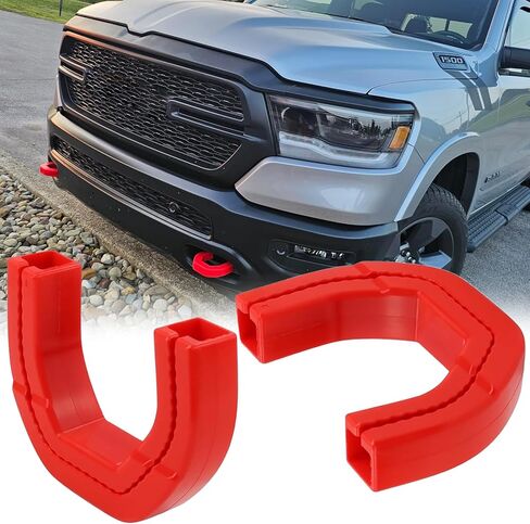 تغطي خطافات السحب الأمامية غطاء خارجية متوافق مع 2019-2025 RAM 1500 Accessories Prepare Tow Hooks Add Color 2pcs (Red) in Kuwait