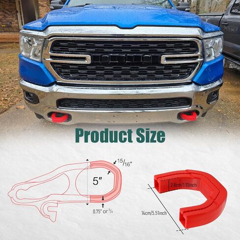 تغطي خطافات السحب الأمامية غطاء خارجية متوافق مع 2019-2025 RAM 1500 Accessories Prepare Tow Hooks Add Color 2pcs (Red) in Kuwait