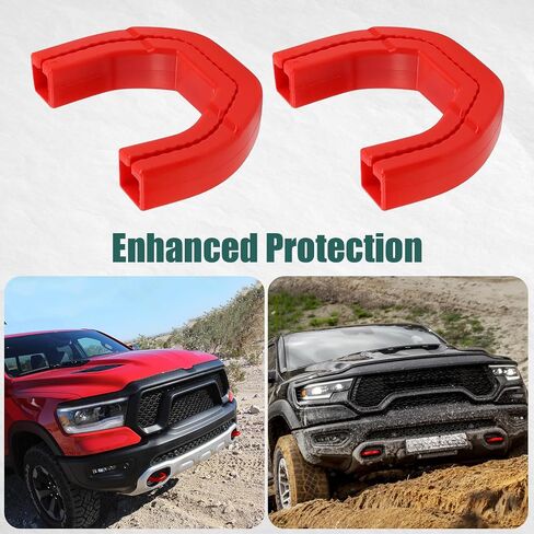 تغطي خطافات السحب الأمامية غطاء خارجية متوافق مع 2019-2025 RAM 1500 Accessories Prepare Tow Hooks Add Color 2pcs (Red) in Kuwait
