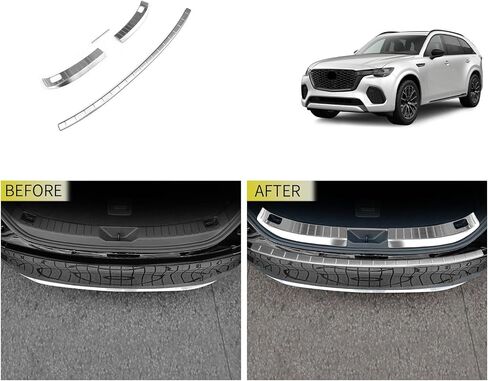 Car Accessories Compatible with Mazda CX-70 CX70 2024 2025 2026 Inner/Outer Rear Bumper Sill Plate Guard Cover Trim Stainless Steel 4PC(Black Brushed Finish) in Saudi Arabia