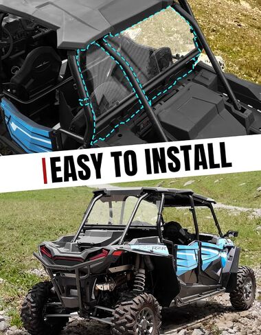 الزجاج الأمامي الخلفي A & UTV Pro لـ Polaris RZR XP 1000 2014-2023 ، النافذة الخلفية البولي المغلفة الصلبة 1/5 "، أقوى 250x من الملحقات الزجاجية ، التثبيت السريع المكون من قطعة 2 قطعة in Saudi Arabia