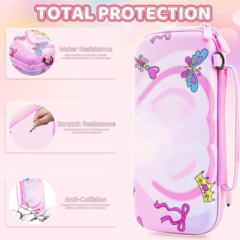 حقيبة حمل أساسية باللون الوردي لجهاز Nintendo Switch OLED، لطيفة لحزمة حقيبة سفر Princess Peach لجهاز Switch OLED مع غطاء واقٍ صلب للكمبيوتر الشخصي، وحزام كتف قابل للتعديل، وواقي شاشة و2 غطاء إبهام in Kuwait