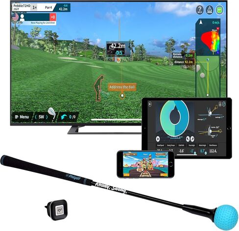 PHIGOLF Phigolf2 Golf Simulator with Swing Stick for Indoor & Outdoor Use, Golf Swing Trainer with Upgraded Motion Sensor & 3D Swing Analysis, Compatible E6 Connect APP, Works with Smartdevices in Saudi Arabia