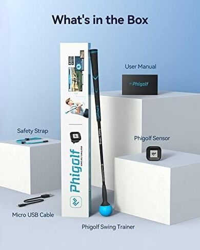 PHIGOLF Phigolf2 Golf Simulator with Swing Stick for Indoor & Outdoor Use, Golf Swing Trainer with Upgraded Motion Sensor & 3D Swing Analysis, Compatible E6 Connect APP, Works with Smartdevices in Saudi Arabia