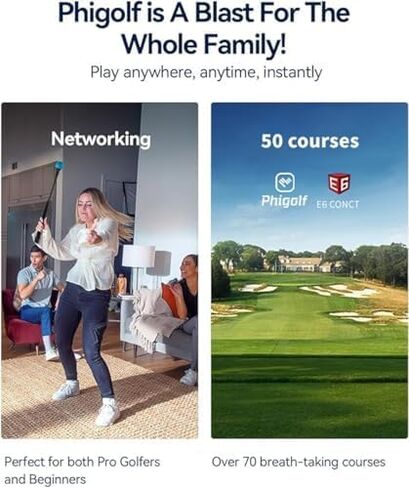 PHIGOLF Phigolf2 Golf Simulator with Swing Stick for Indoor & Outdoor Use, Golf Swing Trainer with Upgraded Motion Sensor & 3D Swing Analysis, Compatible E6 Connect APP, Works with Smartdevices in Saudi Arabia