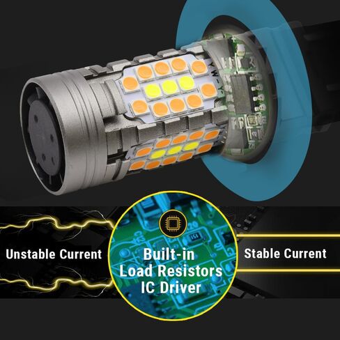 Syneticusa 1157 Error Free Canbus Dual Color Switchback LED Turn Signal Light Bulbs Anti Hyper Flash All in One Built In Resistors Amber/Yellow Turn Signal Anti (1157) in Saudi Arabia